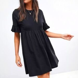 ASOS Design Oversized Cotton Slubby Ruffle Sleeve Smock Dress